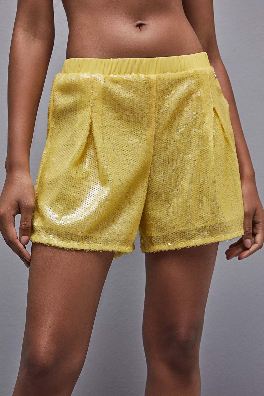 Yellow Patrizia Pepe All-over Sequin Short | BSLUHJE-84