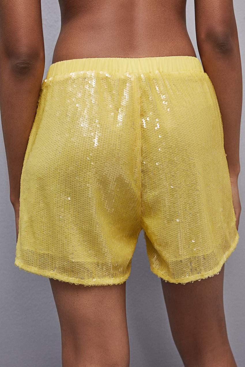 Yellow Patrizia Pepe All-over Sequin Short | BSLUHJE-84