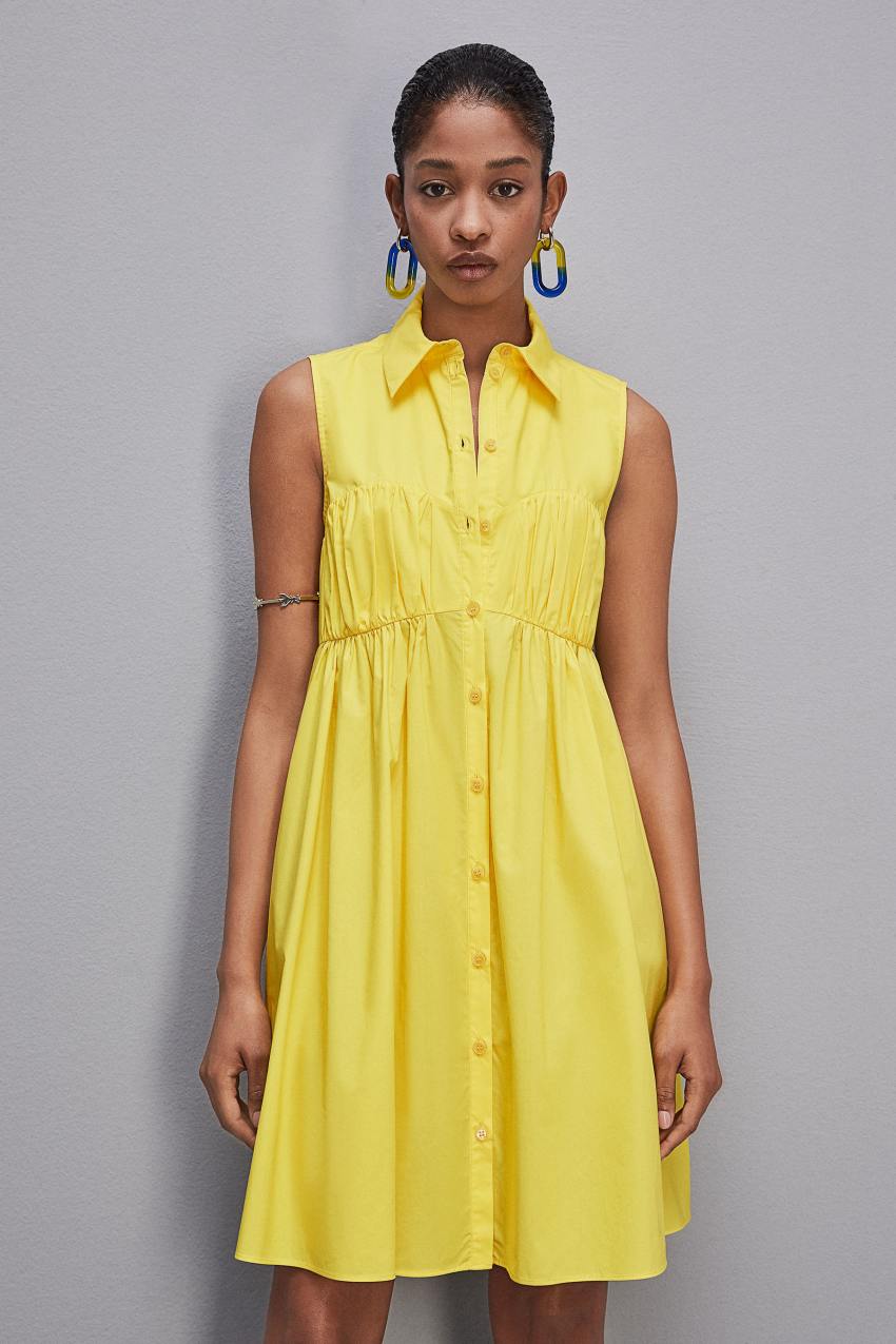 Yellow Patrizia Pepe Cotton Chemisier Mini Dress | AZKVNXP-52