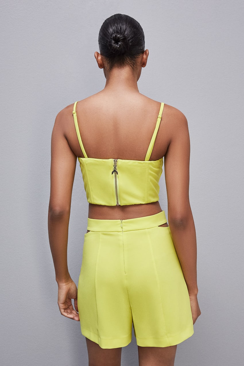 Yellow Patrizia Pepe Cut-out Bustier Top In Sablé Crepe Fabric | ZLPEMVG-24