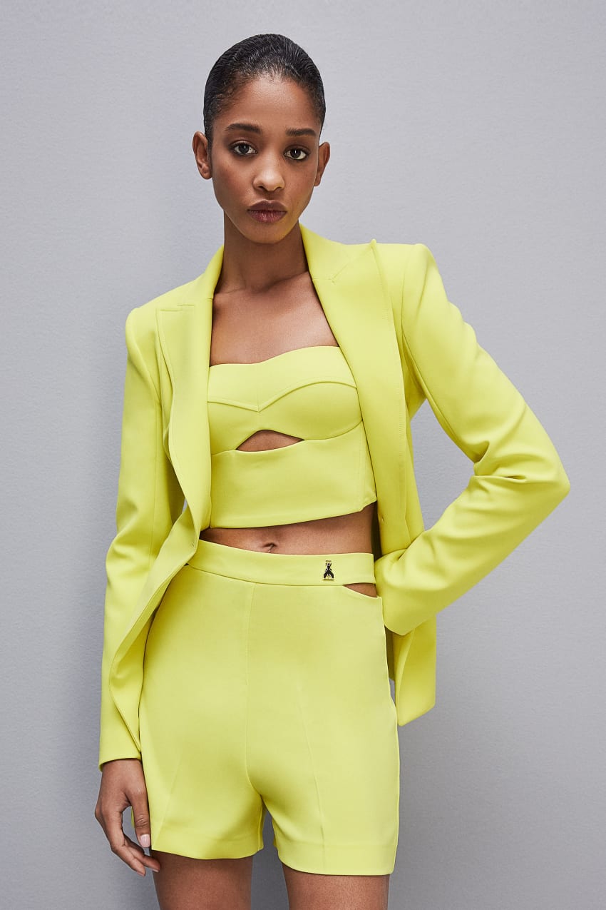 Yellow Patrizia Pepe Cut-out Bustier Top In Sablé Crepe Fabric | ZLPEMVG-24