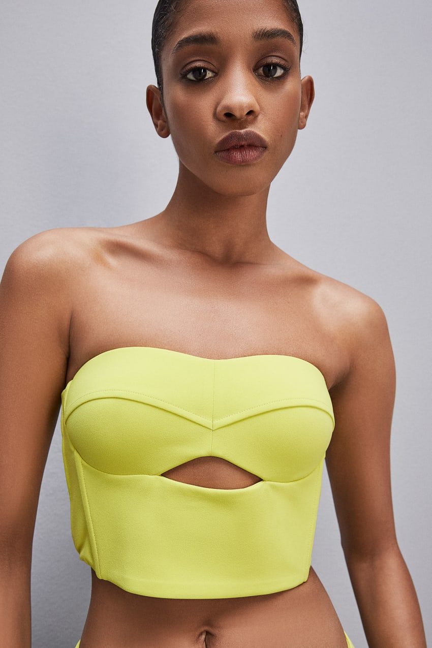 Yellow Patrizia Pepe Cut-out Bustier Top In Sablé Crepe Fabric | ZLPEMVG-24