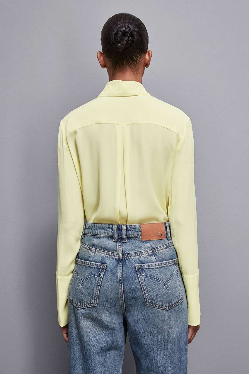 Yellow Patrizia Pepe Essential Crepe Long-sleeved Shirt | PWBQJYL-28