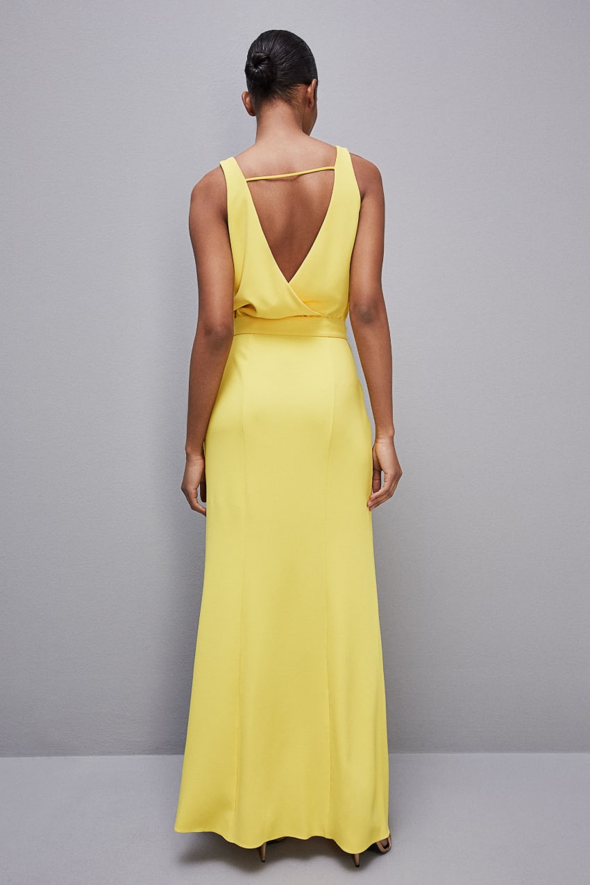 Yellow Patrizia Pepe Extra Long Soft Sleeveless Dress In Twill | QYHIJFZ-83