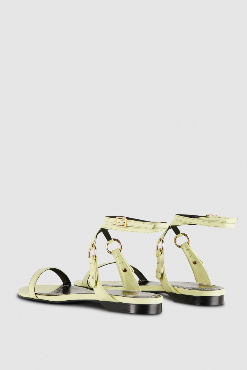 Yellow Patrizia Pepe Flat Smooth Leather Sandals | RNKFSLD-19