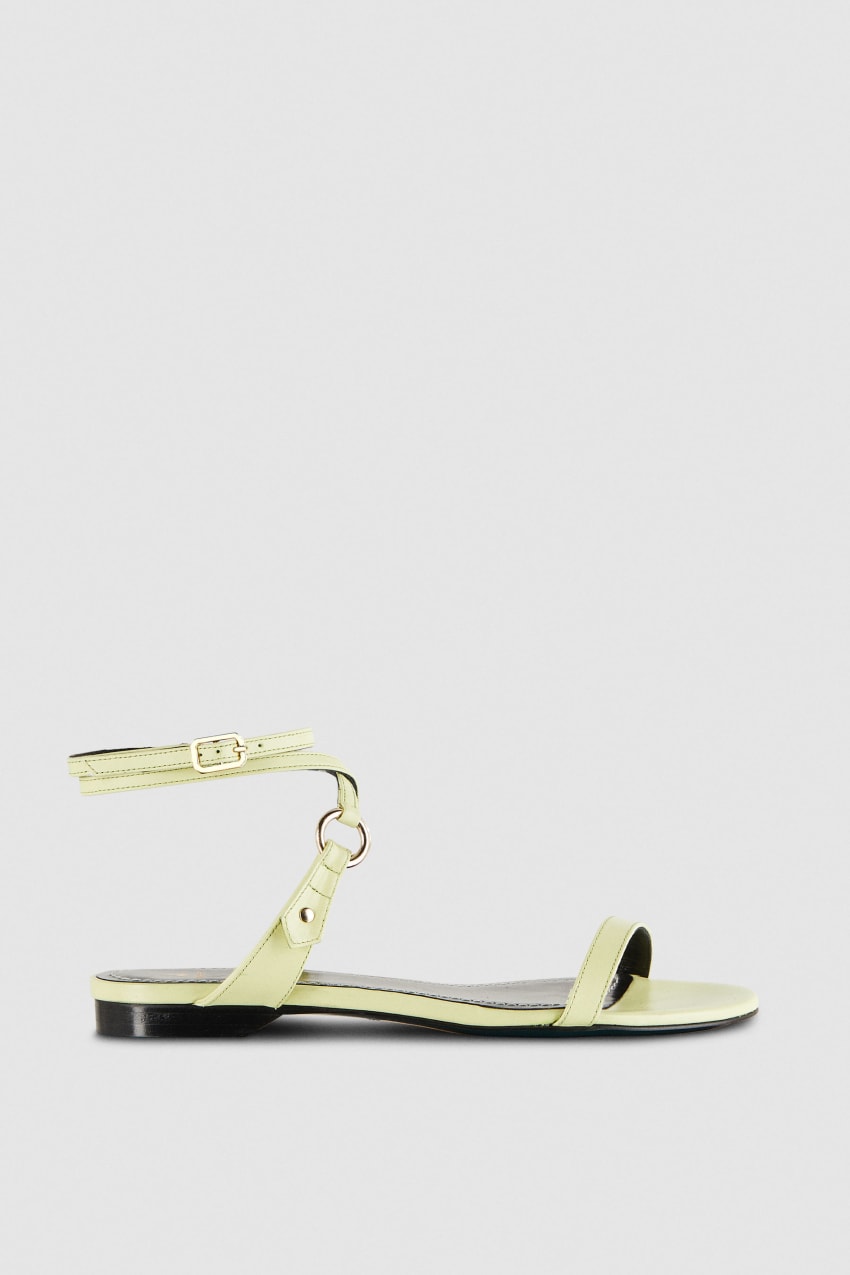 Yellow Patrizia Pepe Flat Smooth Leather Sandals | RNKFSLD-19