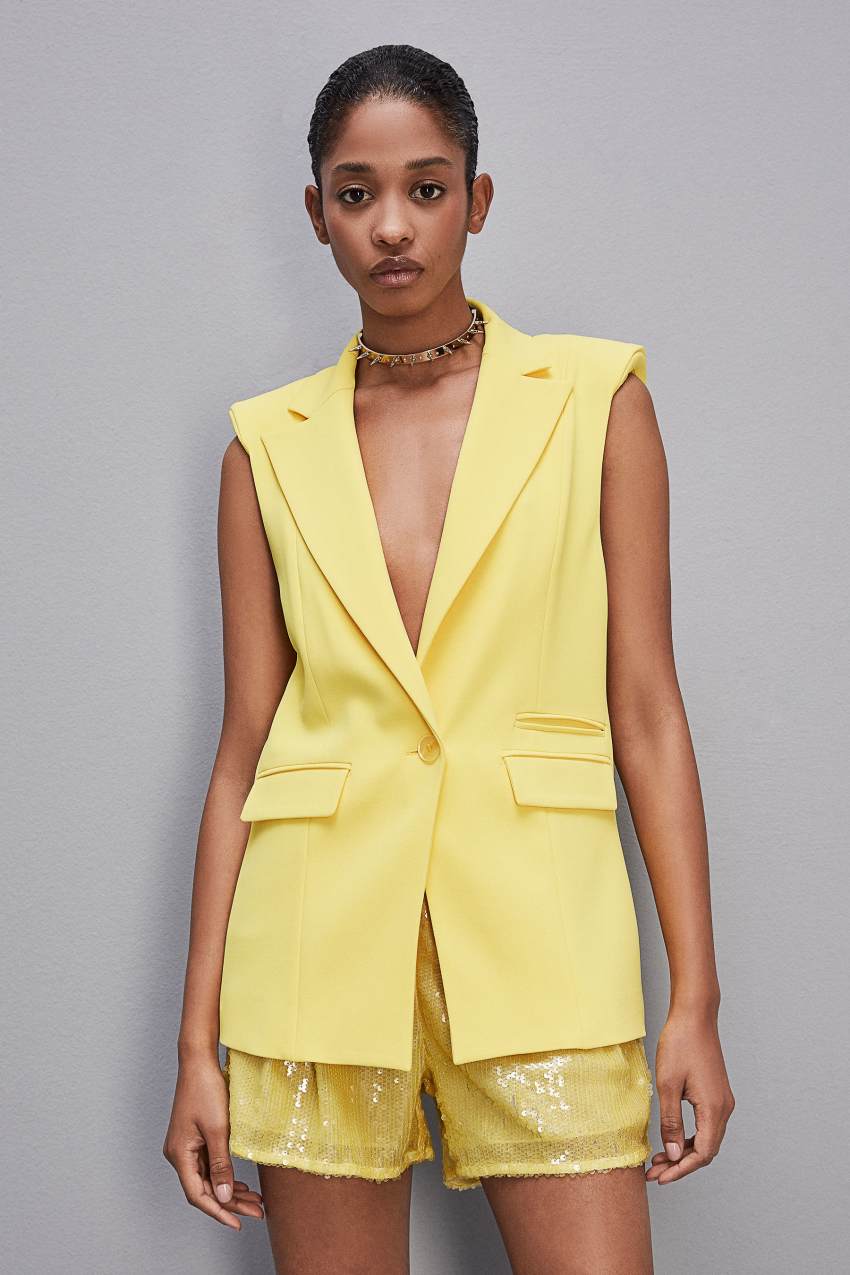 Yellow Patrizia Pepe Fluid Twill Sleeveless Vest | BAQVCMT-01