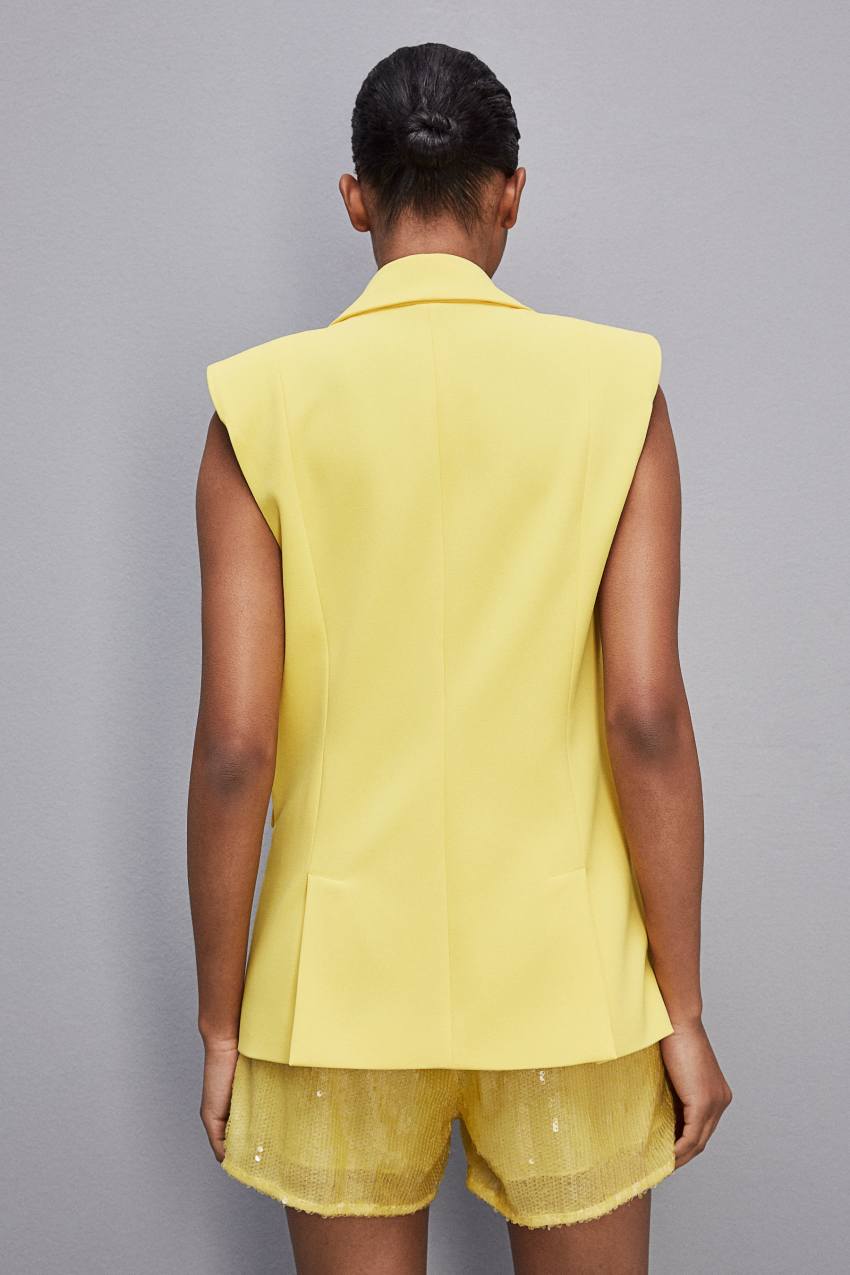 Yellow Patrizia Pepe Fluid Twill Sleeveless Vest | BAQVCMT-01