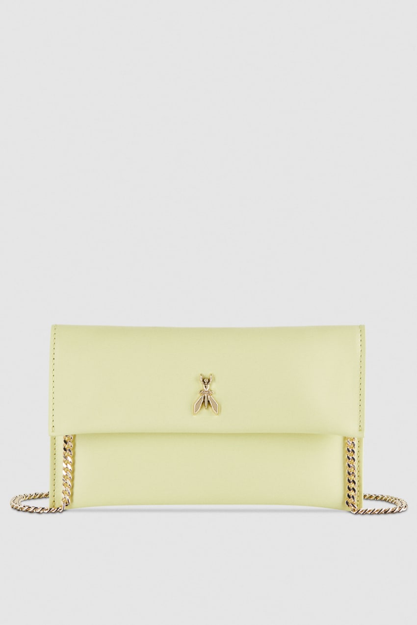 Yellow Patrizia Pepe Leather Clutch Bag With Chain Shoulder Strap | XCAZRQN-47