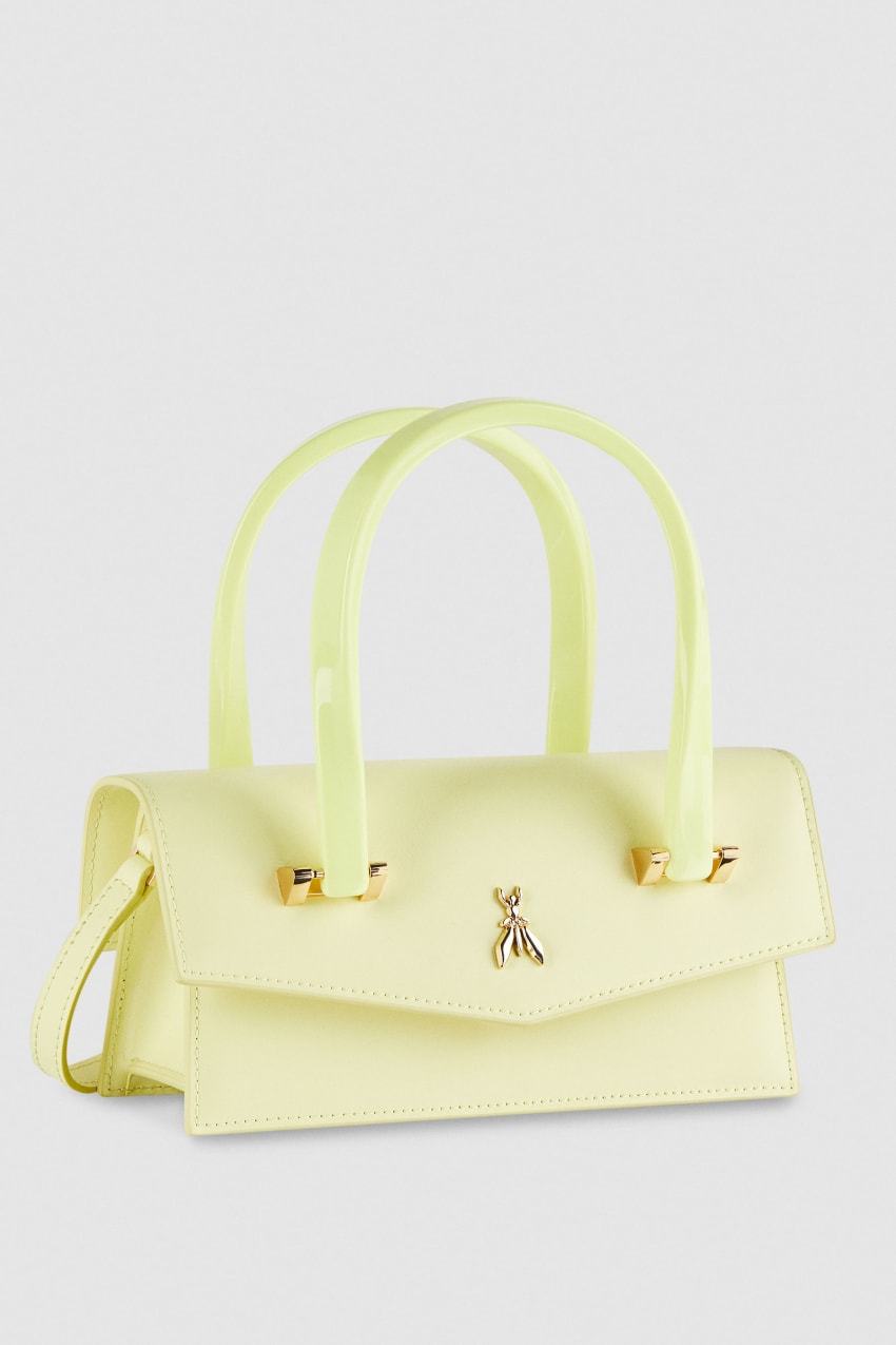 Yellow Patrizia Pepe Leather Shoulder Bag With Snap Closure | WEIYQLZ-05