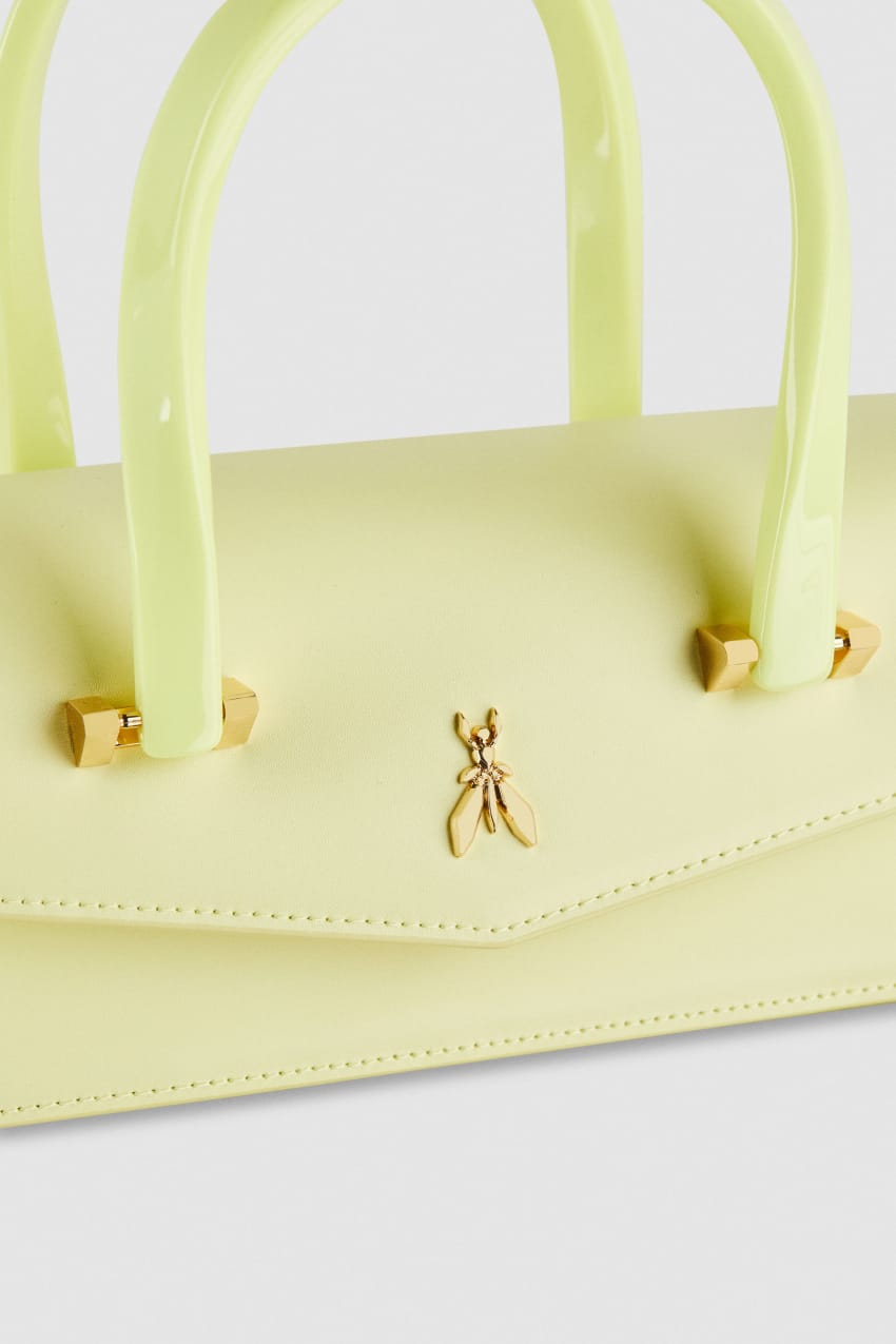 Yellow Patrizia Pepe Leather Shoulder Bag With Snap Closure | WEIYQLZ-05