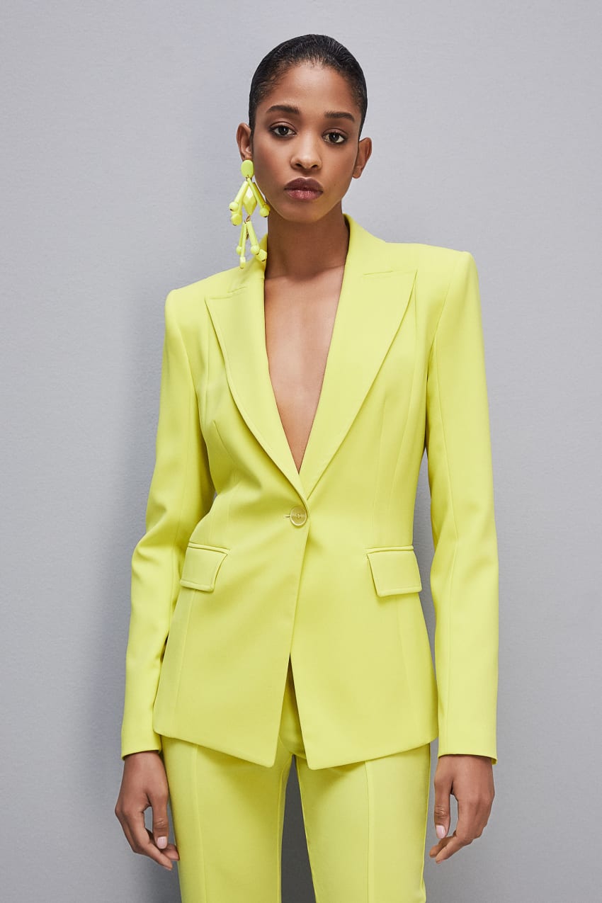 Yellow Patrizia Pepe One-button Jacket In Sablè Crepe Fabric | ZOPEGRJ-62