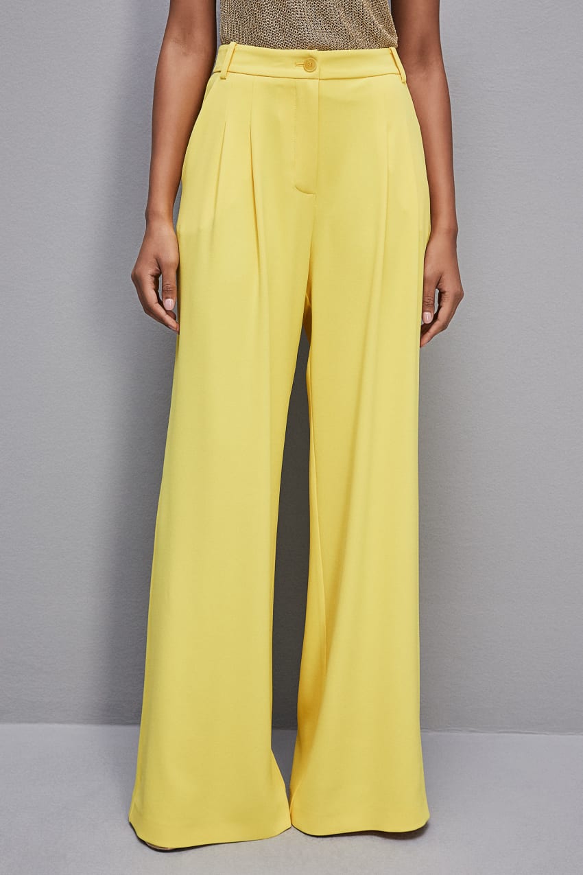 Yellow Patrizia Pepe Pleated Pants In Fluid Twill | KBRWZLY-94