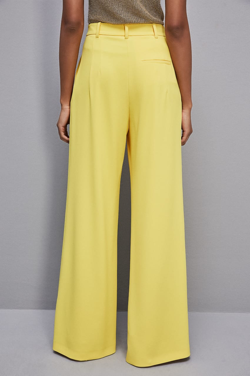 Yellow Patrizia Pepe Pleated Pants In Fluid Twill | KBRWZLY-94