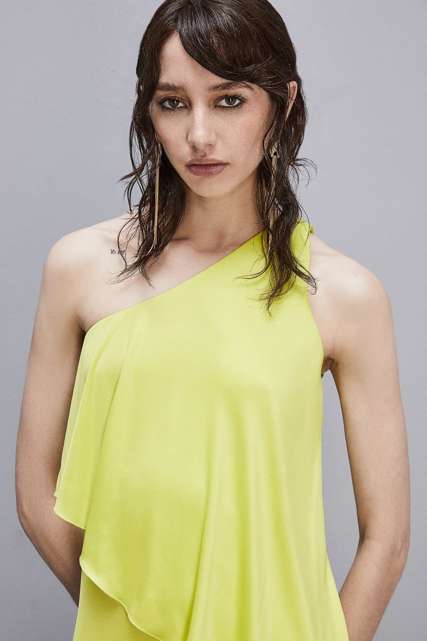 Yellow Patrizia Pepe Ruched Jersey Dress With Fly Detail | GDRJXTS-90