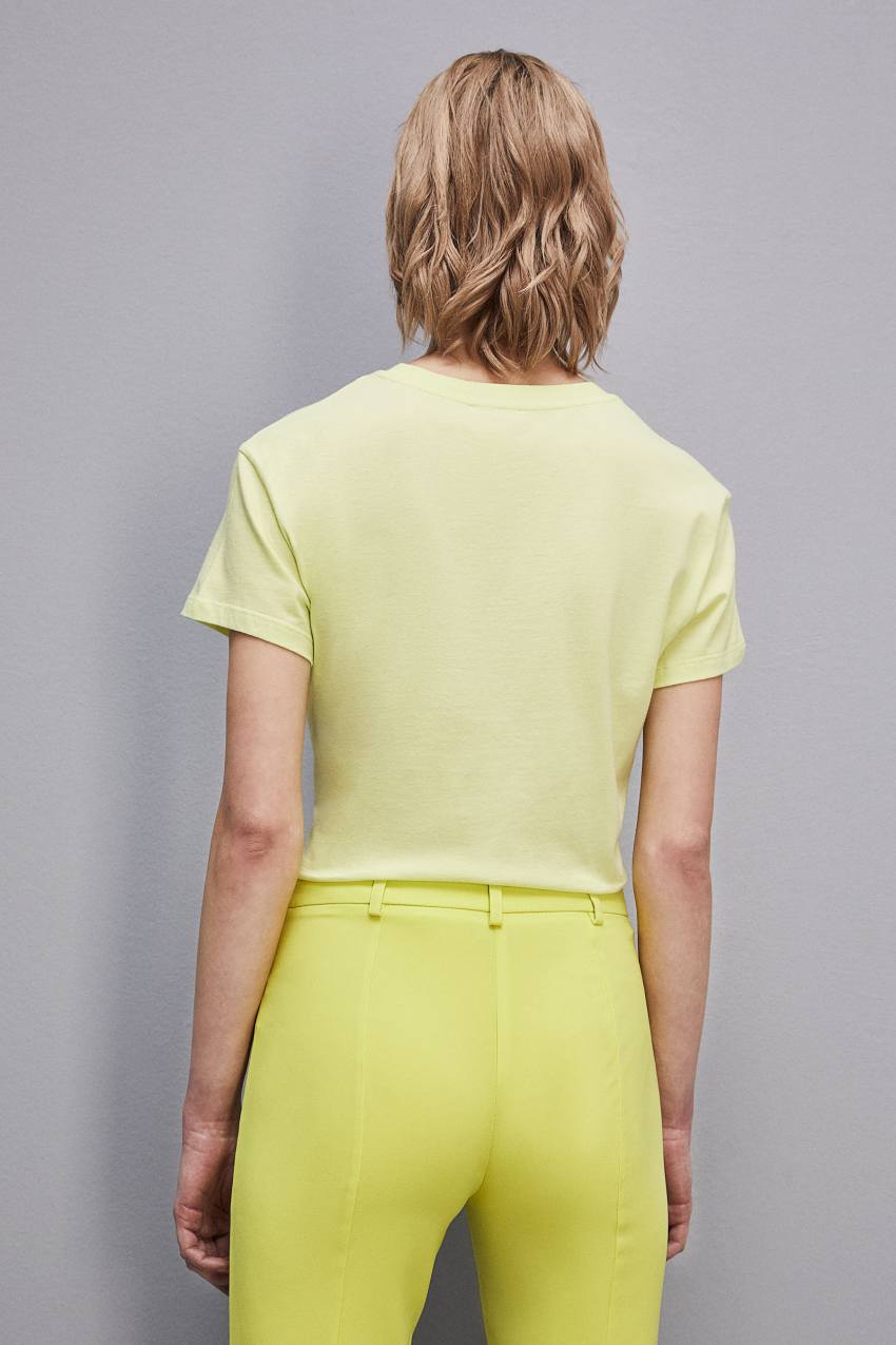 Yellow Patrizia Pepe Short-sleeved T-shirt With Logo In Organic Cotton | GOWZHVA-37