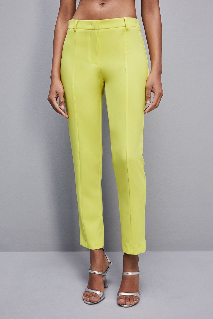 Yellow Patrizia Pepe Slim Cigarette Pants In Sablè Crepe Fabric | DYMVBJS-80