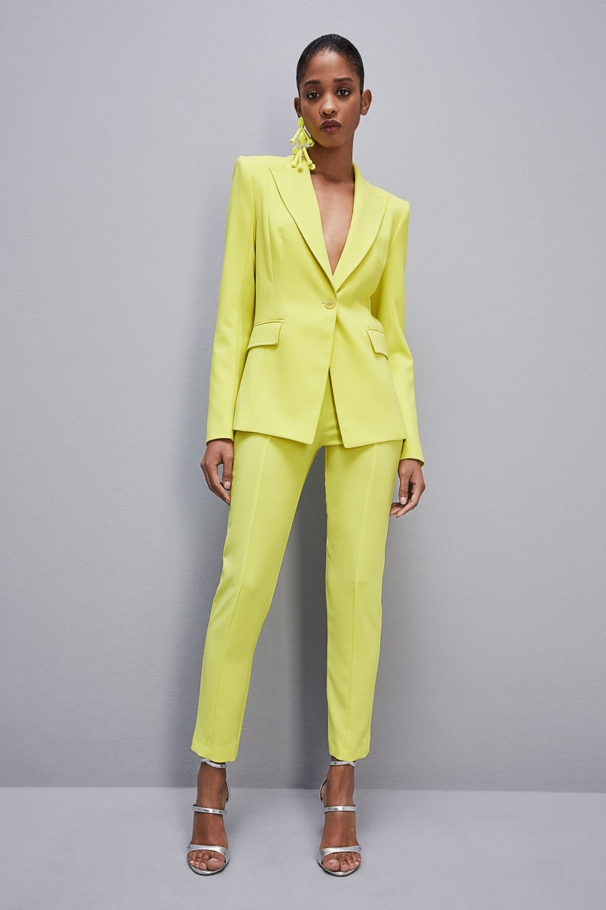 Yellow Patrizia Pepe Slim Cigarette Pants In Sablè Crepe Fabric | DYMVBJS-80